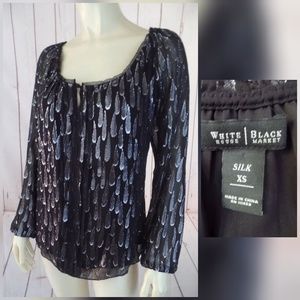 White House Black Market Blouse Top XS Silk